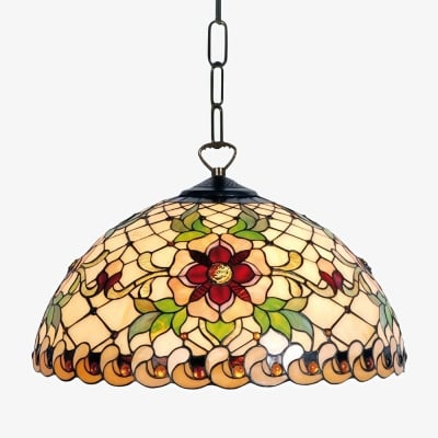 TF Angelique Stained Glass Pendant Lamp - Colorful Mosaic Shade Small Pendant Classic Decorative T909