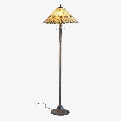 TF Jamelia Stained Glass Floor Lamp - Jewel-toned Mosaic Shade Decorative Floor Lamp T864