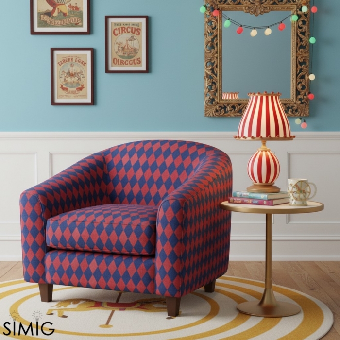 Retro cirkusstil röd- och vitrandig köttfärsbordslampa S278