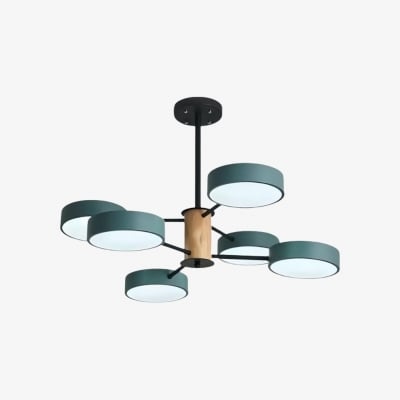 Modern ljuskrona i grendesign - Trä Sputnik LED-lampa för matsal S387