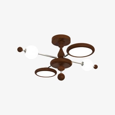 Elegant taklampa med valnötsgren - Retro LED-lampa för vardagsrum S389