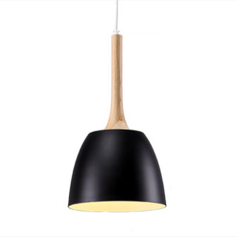 timber and black pendant light