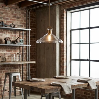 Lumicona Wide Cone Pendant Light – Clear Glass Design with Industrial Style for Kitchens U17