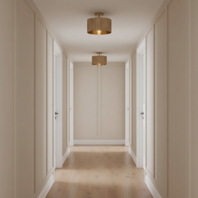 플루테라 플루티드 드럼 천장 조명 – 거실 및 침실용 농가풍 질감의 플러시 마운트 조명 T1090