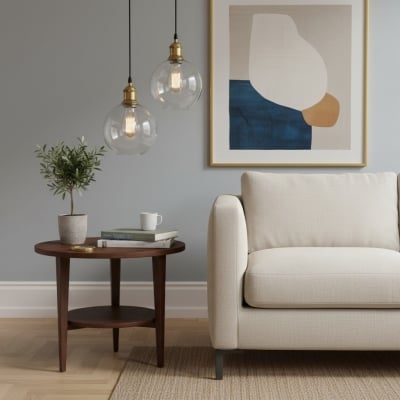 Glavena Vintage Glass Globe Pendant Light - Metal Details Hanging Light for Dining Rooms T1085