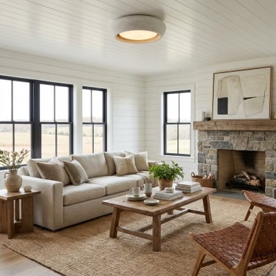 모노셈 미니멀리스트 콘크리트 천장 조명 – 거실용 세련된 플러시 마운트 조명 T1086