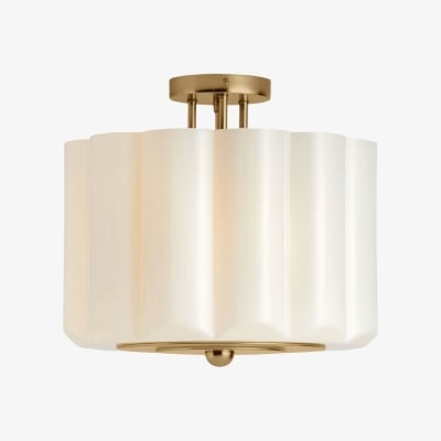 Enoravelo Farmhouse Ceiling Fixture - Scalloped Glass Shade with Vintage Design for Interiors T1076