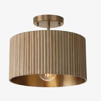 Flutera Fluted Drum Ceiling Light – Farmhouse Textured Flush Mount  Lighting for Living and Bedroom T1090
