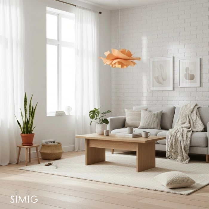 Suspension Fleur Scandinave – Luminaire Fleur Blanche au Style Aérien S131