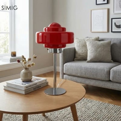 Modern Colored Glass Table Lamp – Retro Futuristic Accent for Living Room S391