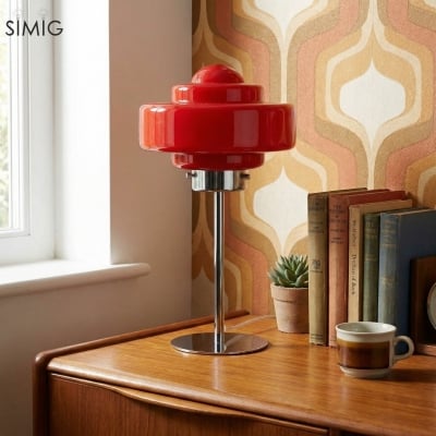 Modern Colored Glass Table Lamp – Retro Futuristic Accent for Living Room S391