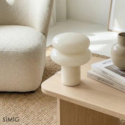 Lampe à Poser en Verre Opalescent Baya - Petite Lampe de Table Bauhaus Moderne pour Cuisine T422