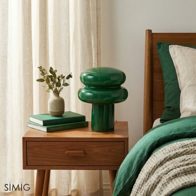 Lampe à Poser en Verre Opalescent Baya - Petite Lampe de Table Bauhaus Moderne pour Cuisine T422