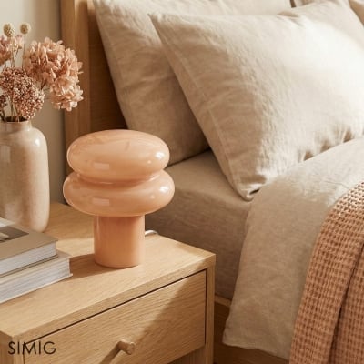 Lampe à Poser en Verre Opalescent Baya - Petite Lampe de Table Bauhaus Moderne pour Cuisine T422