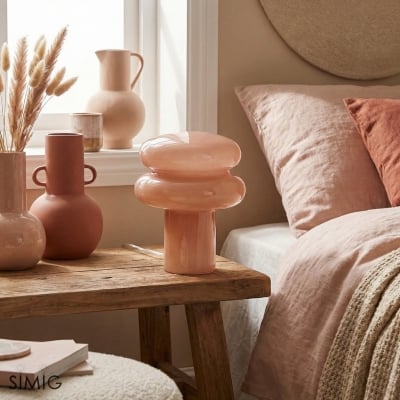 Lampe à Poser en Verre Opalescent Baya - Petite Lampe de Table Bauhaus Moderne pour Cuisine T422