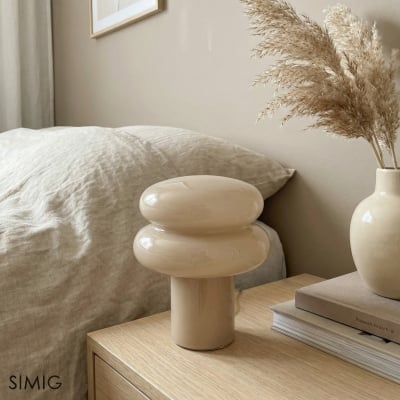 Lampe à Poser en Verre Opalescent Baya - Petite Lampe de Table Bauhaus Moderne pour Cuisine T422