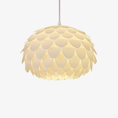 ミニマルな北欧風松ぼっくりウェーブフラワーペンダントランプ – リビングルームに最適な彫刻的なレイヤード吊り下げライト S398
