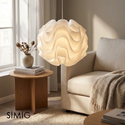 ミニマルな北欧風松ぼっくりウェーブフラワーペンダントランプ – リビングルームに最適な彫刻的なレイヤード吊り下げライト S398