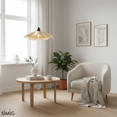 フレンチミニマリスト クリーミーペンダントライト – 寝室用彫刻的な小型吊り下げランプ S402