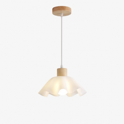 ミニマリストなクリーミーな花びらペンダントランプ - ダイニングルームに最適なモダンでミニマリストな木製吊り下げライト S400