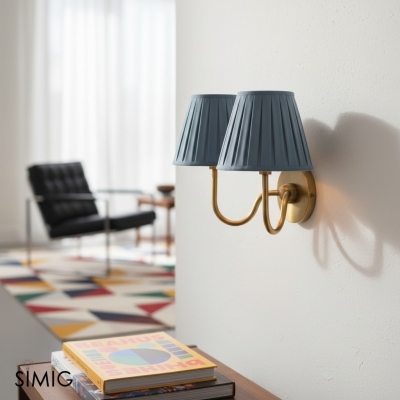 Luvora Moderne Wandleuchte mit plissiertem Schirm für Schlafzimmer und Wohnzimmer T036