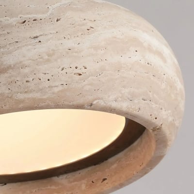 Travertine Donut Pendant Light – Minimalist Stone Lamp for Dining Room S410