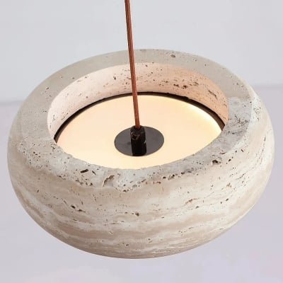 Travertine Donut Pendant Light – Minimalist Stone Lamp for Dining Room S410