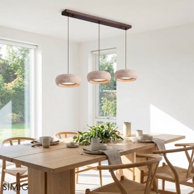 Travertine Donut Pendant Light – Minimalist Stone Lamp for Dining Room S410