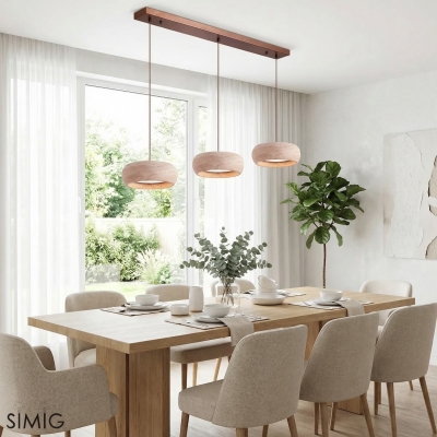 Travertine Donut Pendant Light – Minimalist Stone Lamp for Dining Room S410