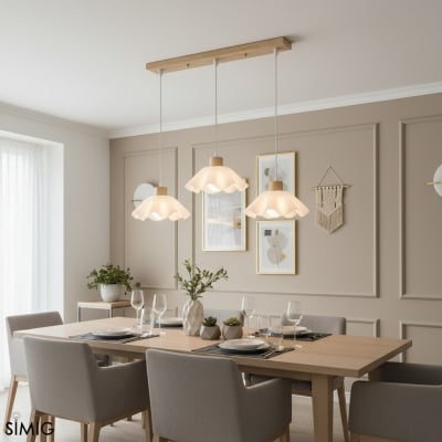 Minimalistyczna kremowa lampa wisząca z płatkami – nowoczesna minimalistyczna drewniana lampa wisząca do jadalni S400