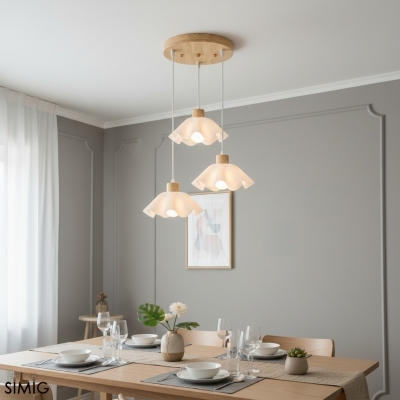 Petal Pendant Light - Modern Acrylic and Wood Dining Room S400
