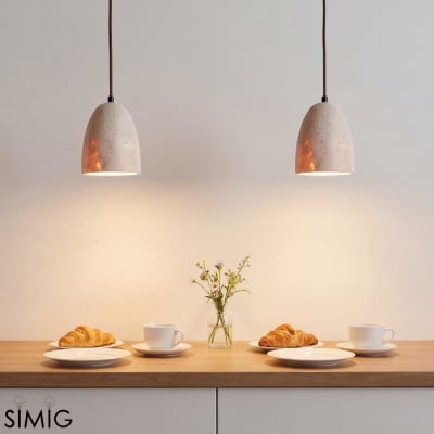 Elegante lampada a sospensione retrò in travertino per soggiorni S284