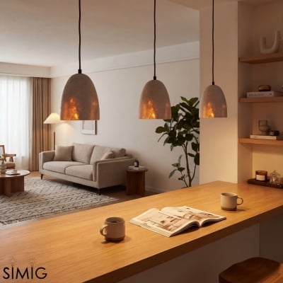 Elegante lampada a sospensione retrò in travertino per soggiorni S284