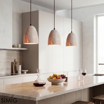 Elegante Retro Travertin Pendelleuchte für Wohnzimmer S284