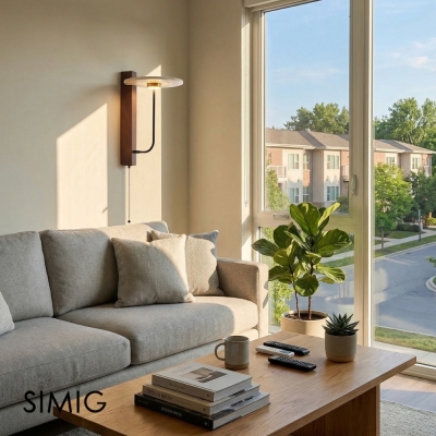 LED와 견고한 원목 디자인의 레트로 우산형 벽등 S329