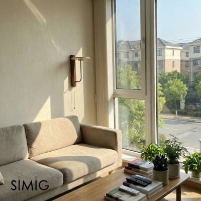 LED와 견고한 원목 디자인의 레트로 우산형 벽등 S329