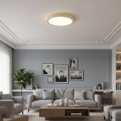 Plafonnier rond en travertin nordique pour salon S298