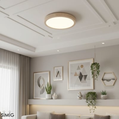 Plafonnier rond en travertin nordique pour salon S298