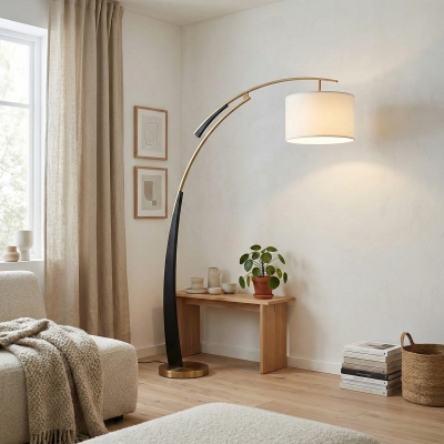 Lámpara de pie moderna AstraLoop con forma de arco y tela: elegante diseño curvo de metal para interiores T1142