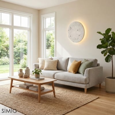 Applique murale ronde en travertin Wabi-Sabi – Décoration d'intérieur moderne S310