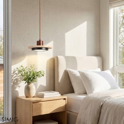 Lampada a sospensione a disco retrò in travertino – Illuminazione moderna creativa S277