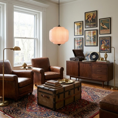 Lampadario in vetro vintage Eloise - Decorazione per la casa in vetro lattiginoso T289