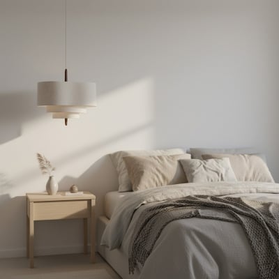 Softlume hanglamp met gelaagde stoffen kap - Sculpturale lamp met zachte kap voor sfeerverlichting in huis T1180