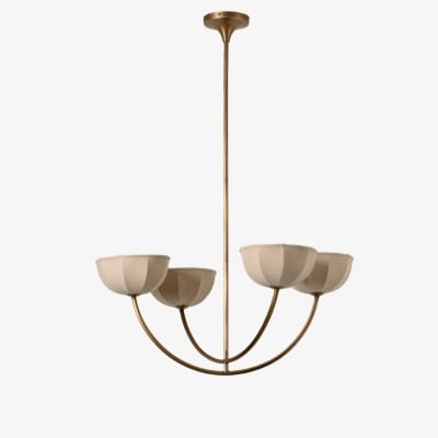 Loomis kroonluchter - elegante, met linnen beklede kap en messing afwerking, moderne hanglamp voor de woonkamer T1184