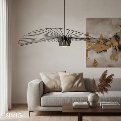 Suspension Vertigo - Design Moderne Industriel Chapeau de Paille S210