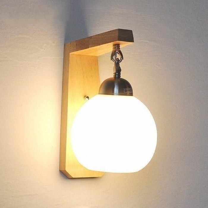 Nowoczesna drewniana lampa ścienna do wnętrz