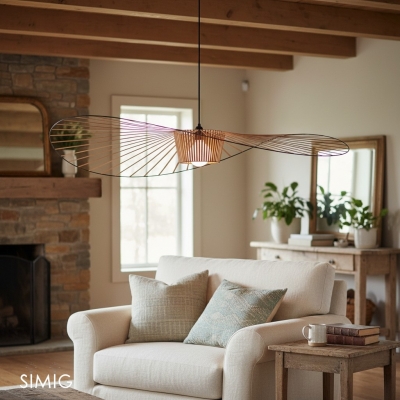 Suspension Vertigo - Design Moderne Industriel Chapeau de Paille S210