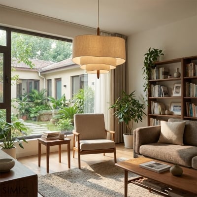 Lámpara colgante de tela estilo retro nórdico M46