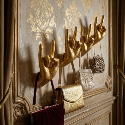 Kickra Rock On Wall Hands Gold Set - Decoratieve wandaccenten voor moderne interieurs T1191