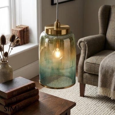 Helvo Cilindervormige Hanglamp - Decoratieve Handgeblazen Glazen Verlichting voor Slaapkamer of Hal T1173